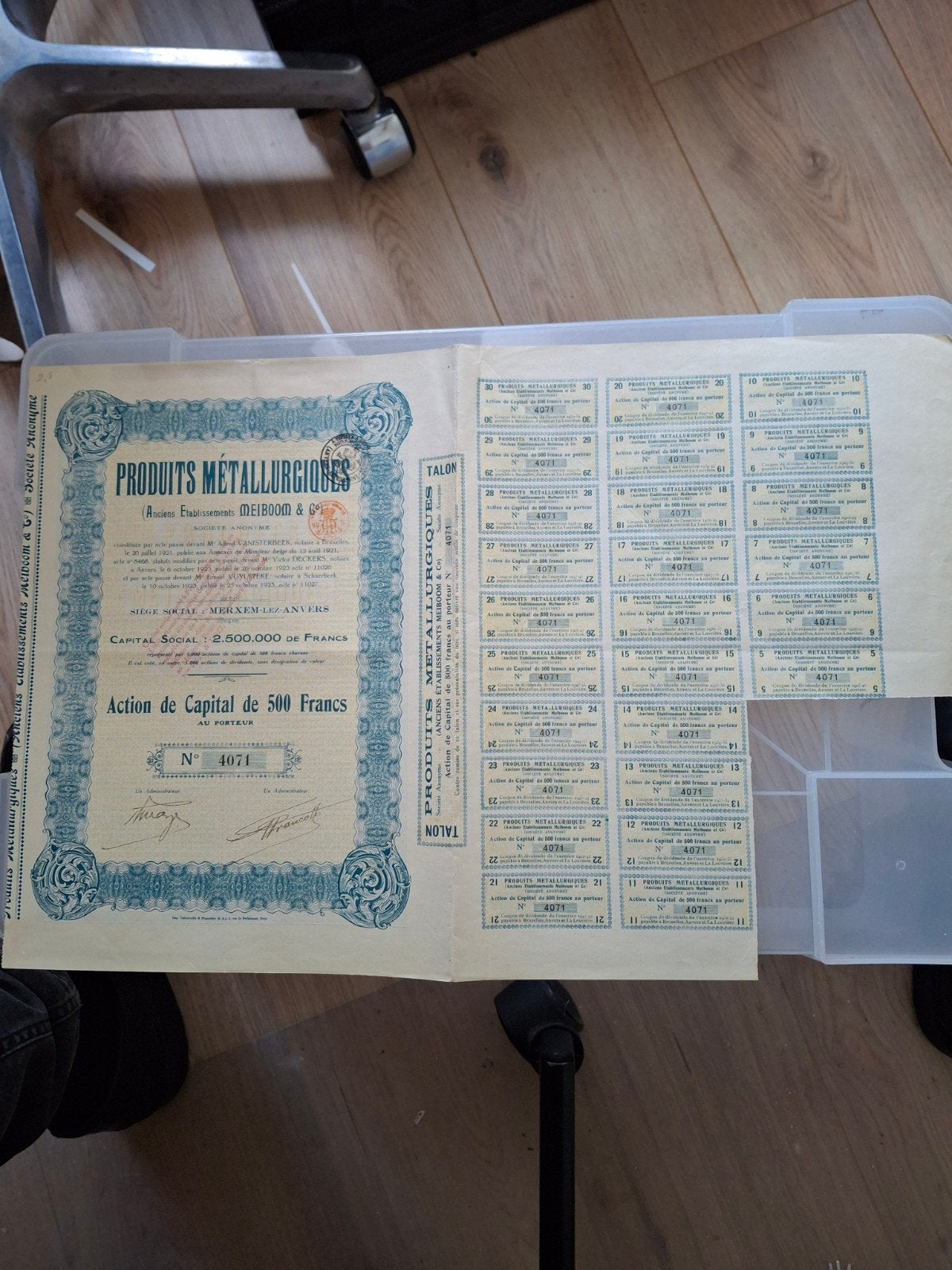 Historisch aandeel: Produits Métallurgiques, Ophalen of Verzenden, Voor 1920, Aandeel