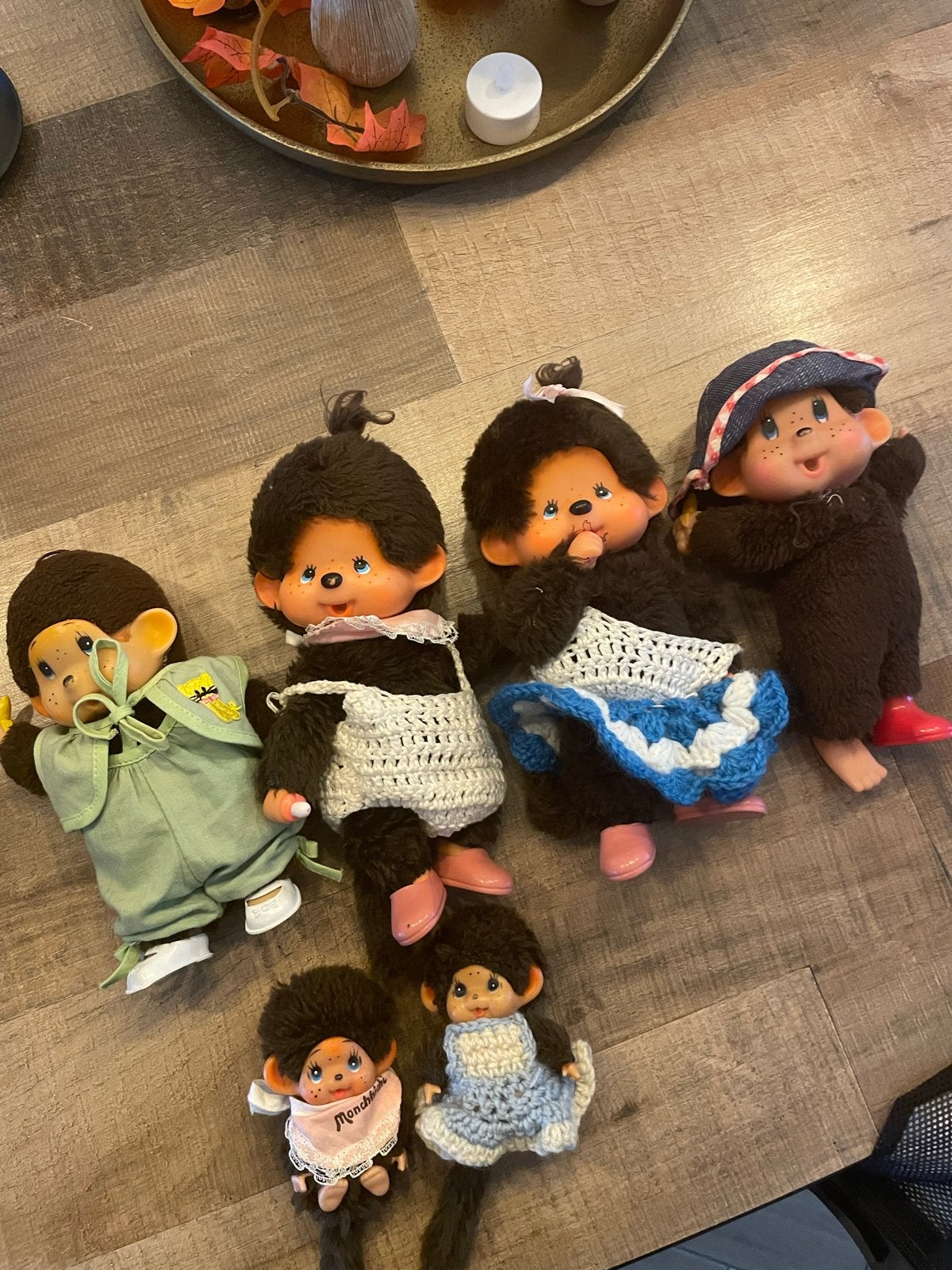 Monchhichi poppen - Set van 6 vintage Monchhichi's, Ophalen of Verzenden, Gebruikt, Overige typen