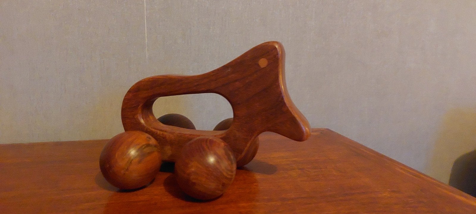 Houten speelgoed eend - Made in India, Ophalen of Verzenden, Gebruikt, Overige typen, Met wieltjes