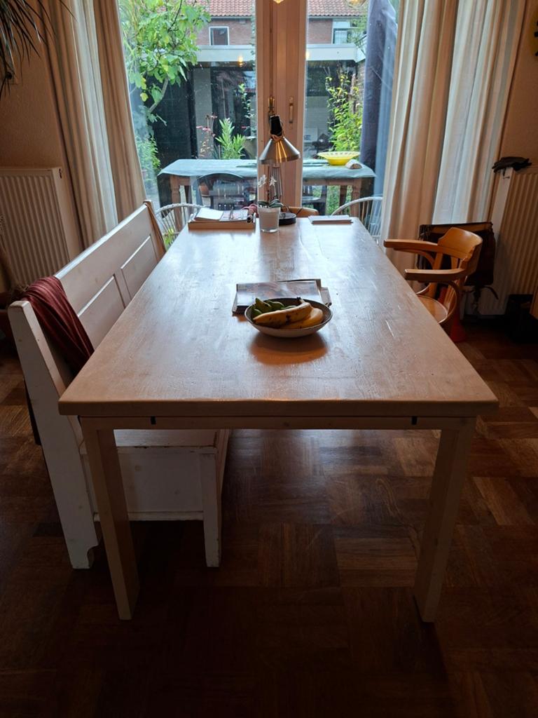 Lundia tafel 1m x 2m whitewash gelakt., Ophalen of Verzenden, Gebruikt