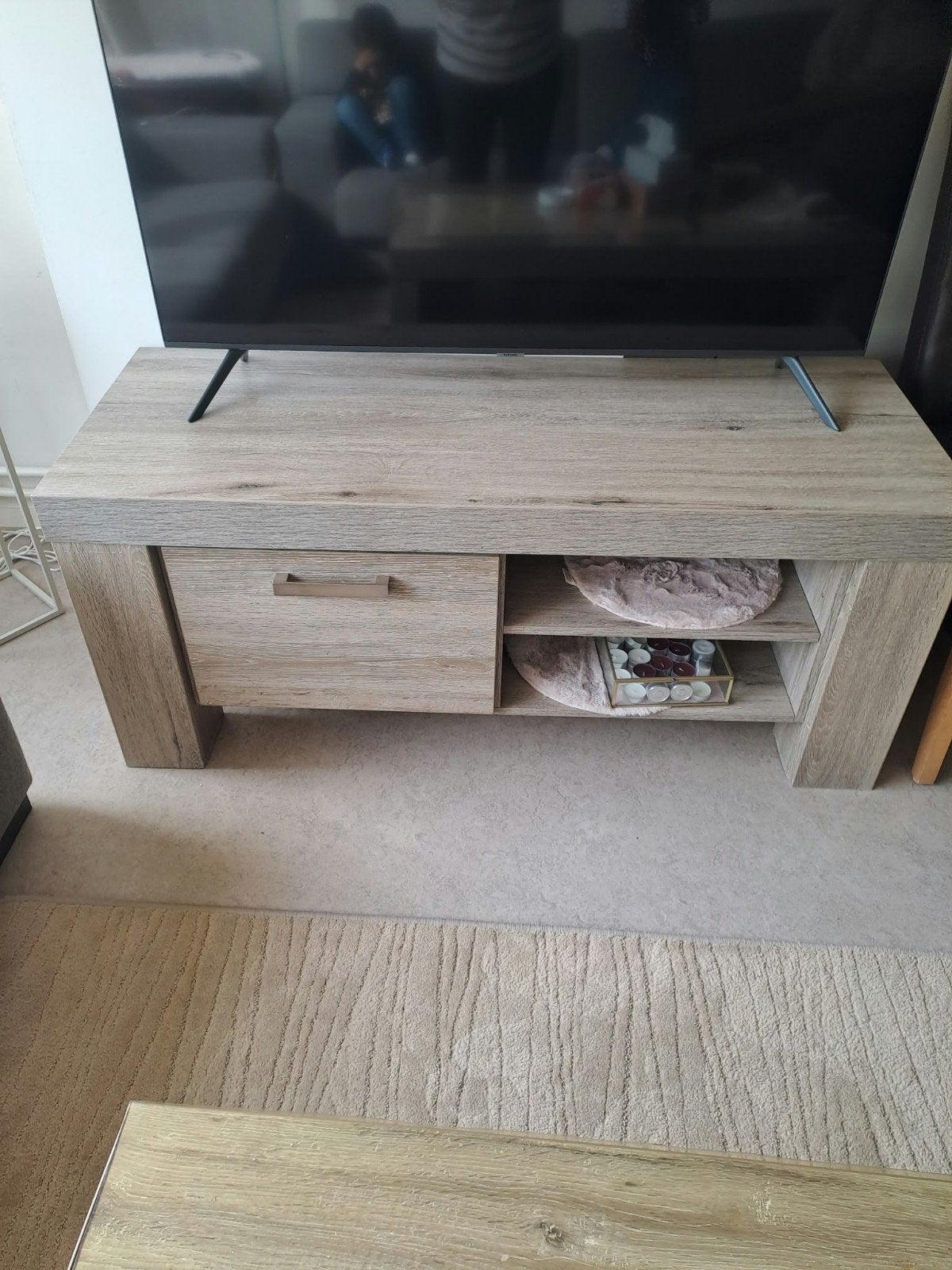 Complete Woonkamerset - Salontafel, Eettafel, Vitrinekast, T, Ophalen, 100 tot 150 cm, Modern, Scandinavisch, Overige houtsoorten