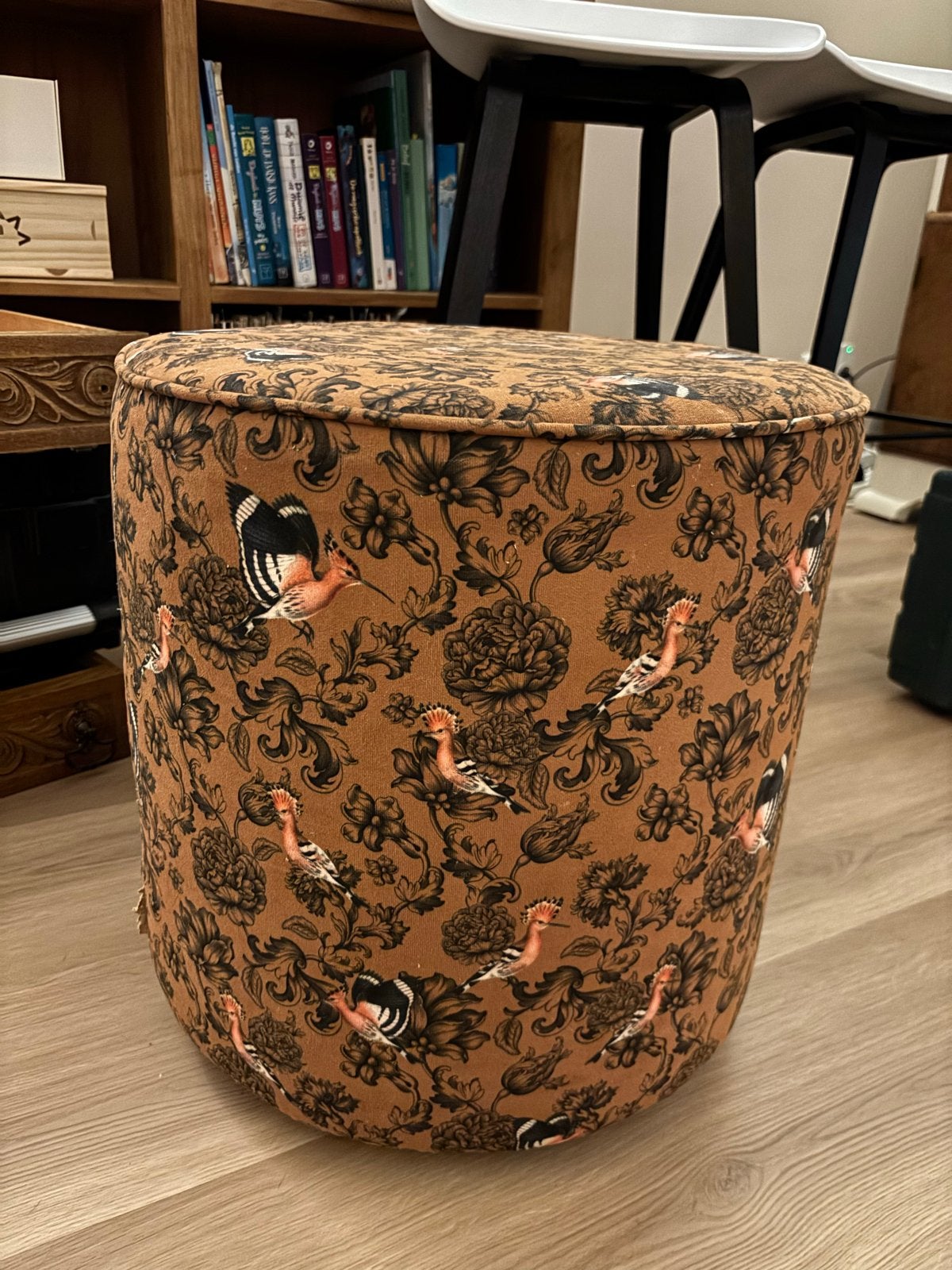 Poef Sara hoog fenix print 46xØ60, Ophalen, Bruin, Textiel, Oosters