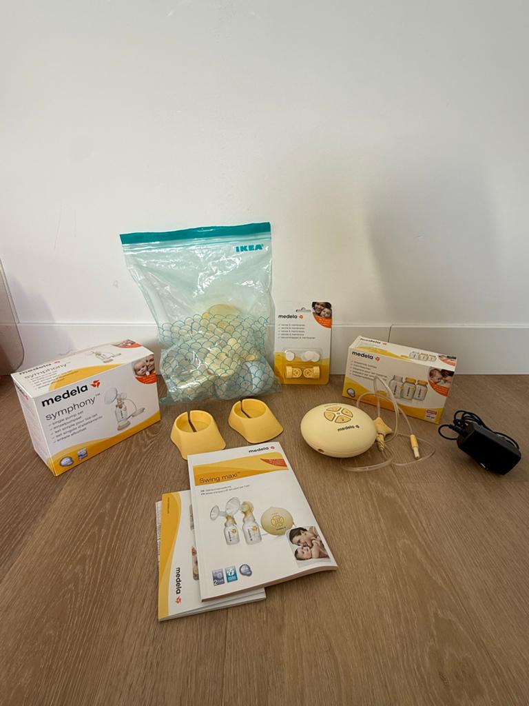 Medela Borstkolf Set: Symphony & Swing Maxi met accessoires, Ophalen of Verzenden, Zo goed als nieuw, Borstkolf