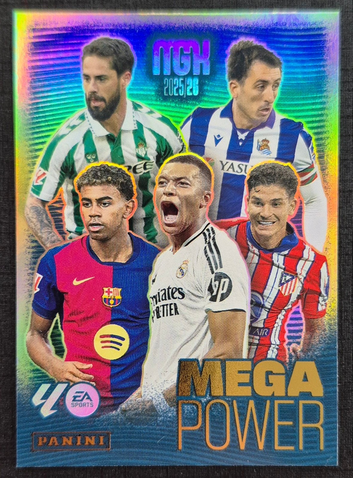 Panini La Liga Mega Power, Mbappe - Lamine Yamal. 25/26, Ophalen of Verzenden, Zo goed als nieuw, Buitenlandse clubs, Poster, Plaatje of Sticker