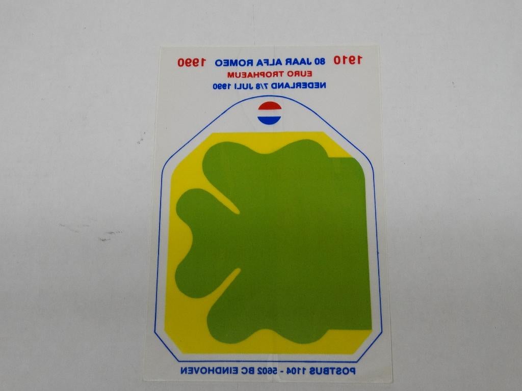 Alfa Romeo club VARLN sticker 1910 -1990 Euro Trophaeum, Ophalen of Verzenden