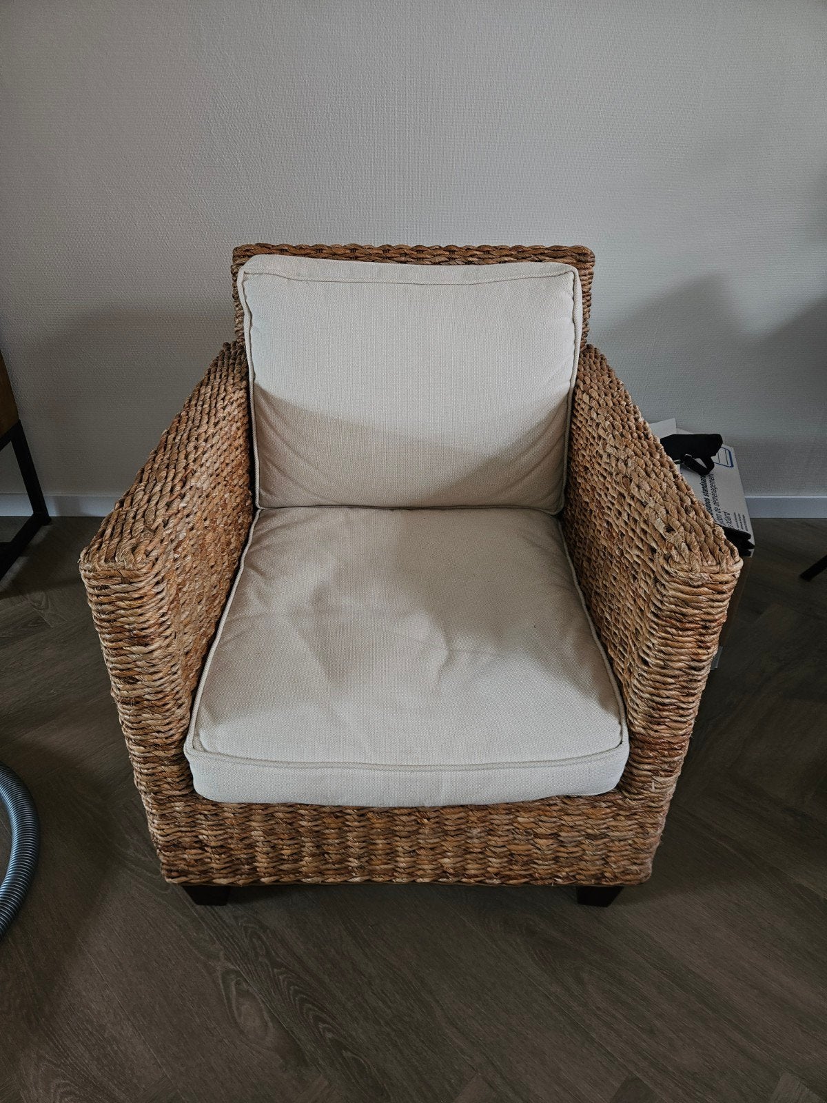 Comfortabele rieten fauteuil, Ophalen, Landelijk, Bohemian, 75 tot 100 cm, Zo goed als nieuw