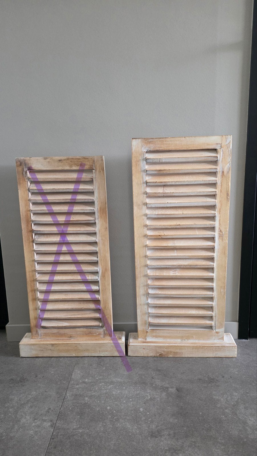Houten louvre luik whitewash, Hout, Brocante, Beige, Ophalen of Verzenden