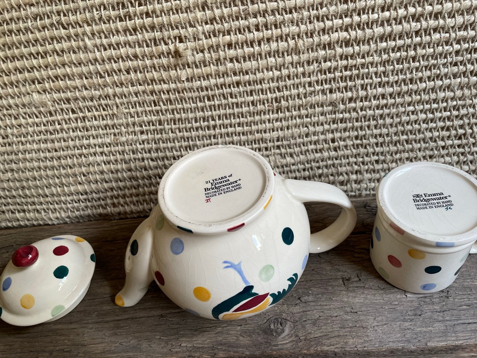 Emma Bridgewater Polka Dot Kip Theepot en Mok, Huis en Inrichting, Keuken | Servies, Overige typen, Ophalen of Verzenden, Zo goed als nieuw