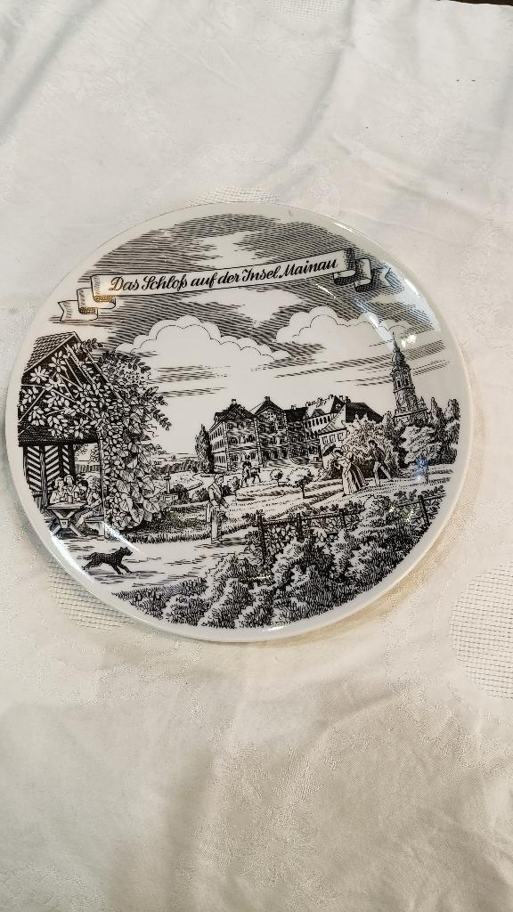 Vintage Mainau wandbord – Schloss op eiland Mainau 25cm, Ophalen of Verzenden