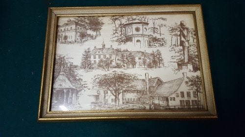 Prent Babberich Nienhuis 1914-1989 in houten goudkleurige li, Ophalen of Verzenden, 'T Olde Gre-j, Info@toldegrej.nl, Endepoelstraat 20f Didam