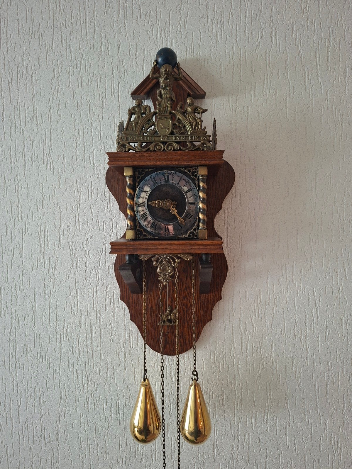 Antieke Zaanse Staartklok - Prachtig Houten Wandklok, Ophalen of Verzenden