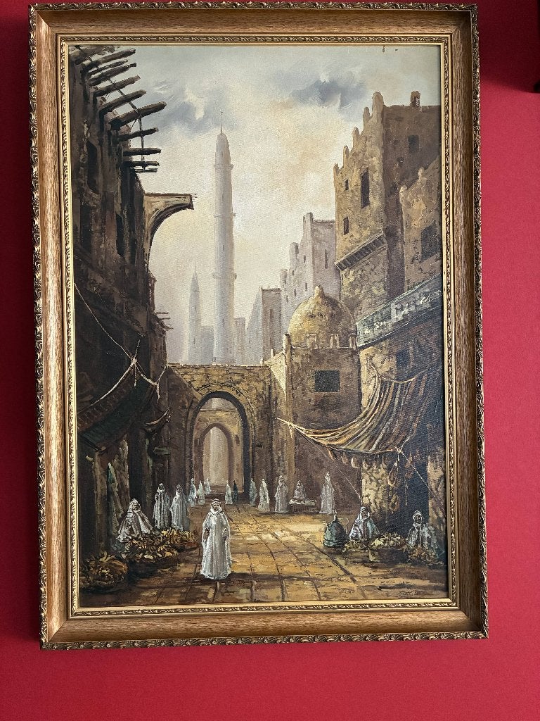 schilderij, Antiek en Kunst, Kunst | Schilderijen | Klassiek, Ophalen, Stads- / dorpsgezicht, Doek