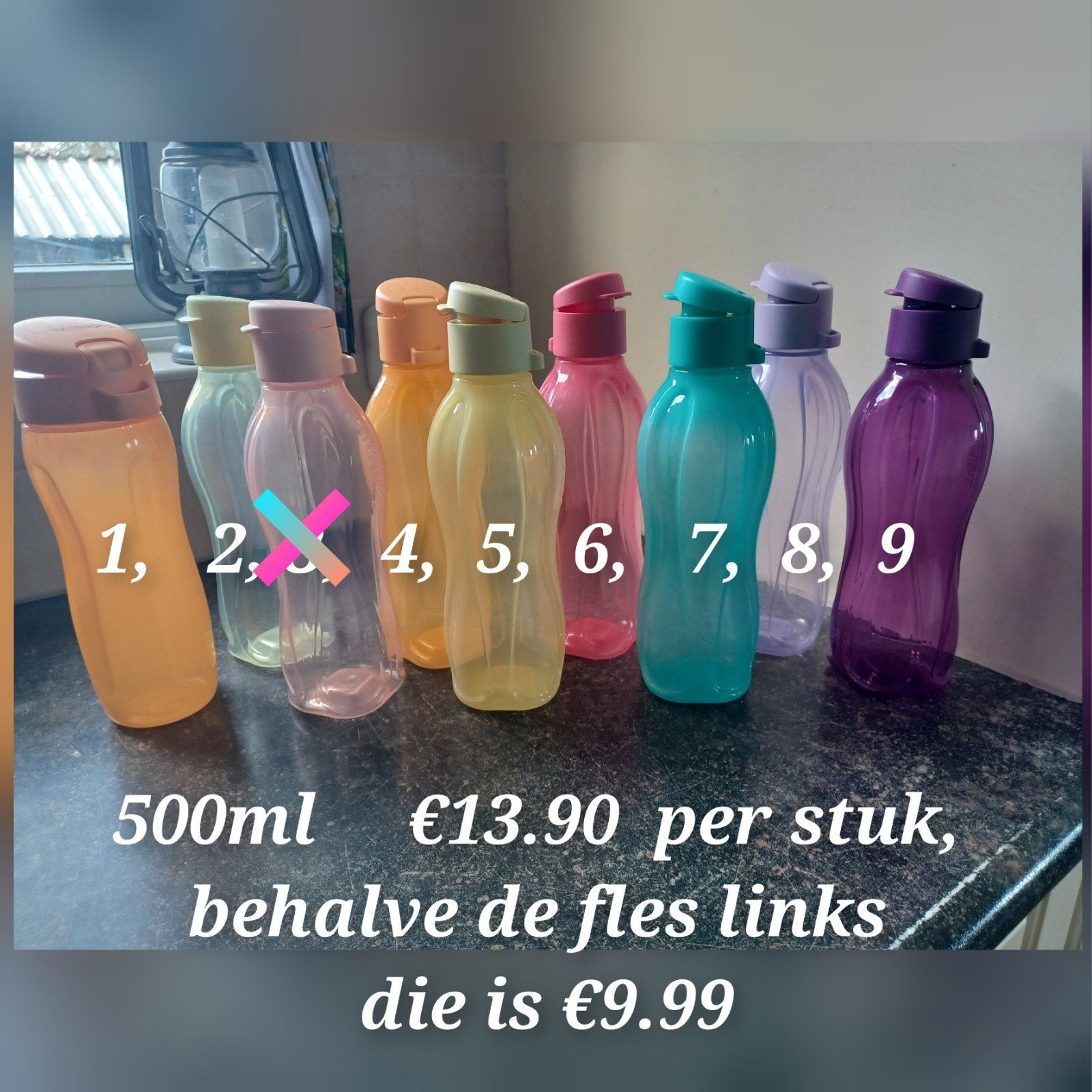 Tupperware ecofles 500ml, sportdop, eco easy 500 ml nieuw, Huis en Inrichting, 500 ml, Overige typen, Nieuw, Oranje