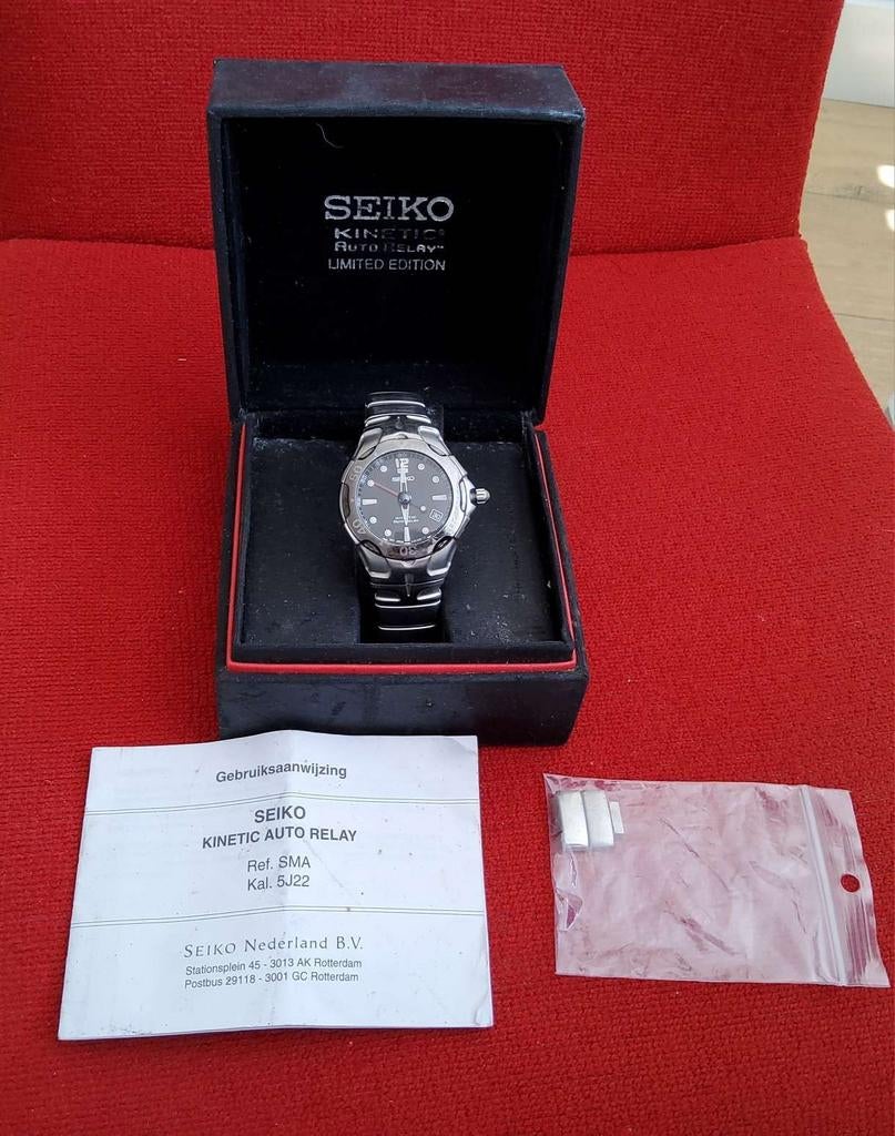 SEIKO KINETIC AUTO RELAY Horloge, Sieraden, Tassen en Uiterlijk, Horloges | Heren, Gebruikt, Polshorloge, Seiko, Staal, Staal