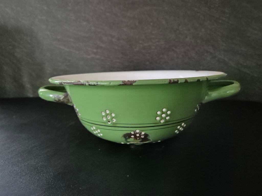 Emaille groene vergiet, Ophalen of Verzenden