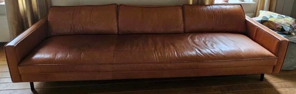 Be Pure Home Leren bank - Cognac kleur - 3-zits, Huis en Inrichting, Ophalen, Gebruikt, Driepersoons, 200 tot 250 cm