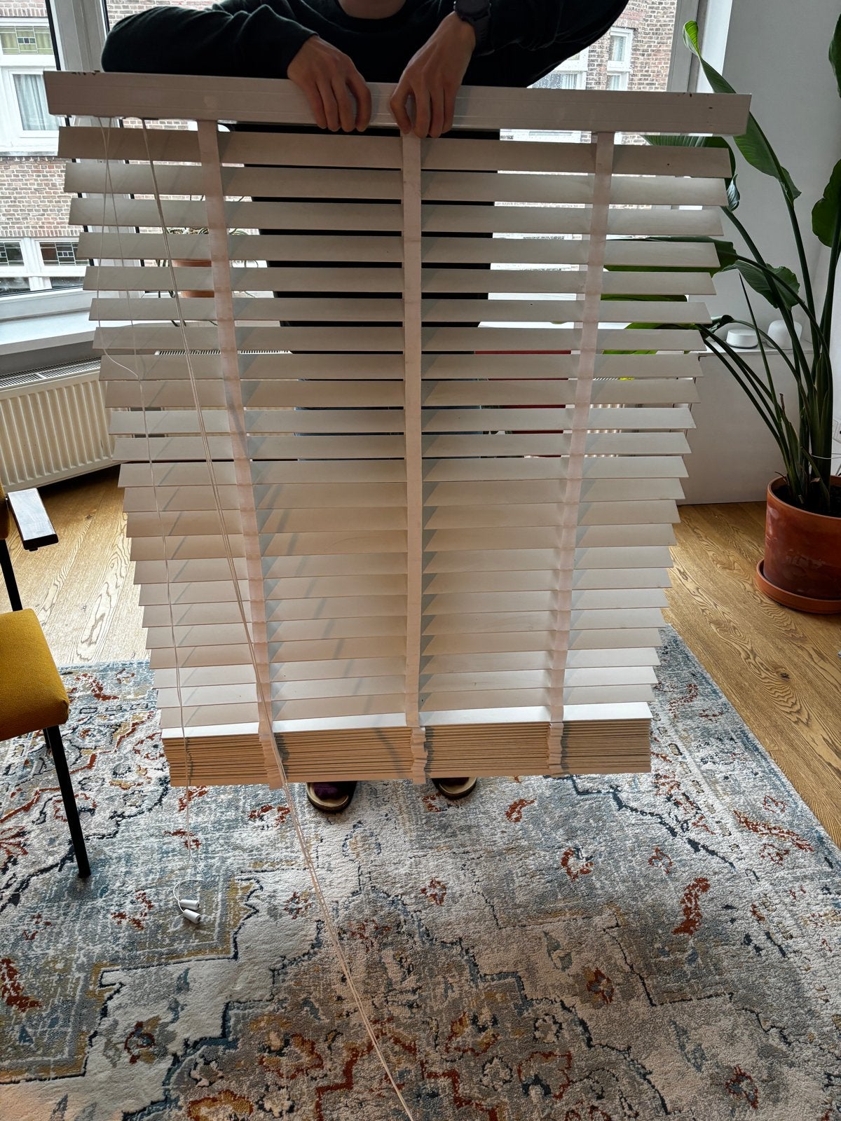 Witte houten jaloezie'n - 3 stuks, Ophalen, Gebruikt, Wit, Hout