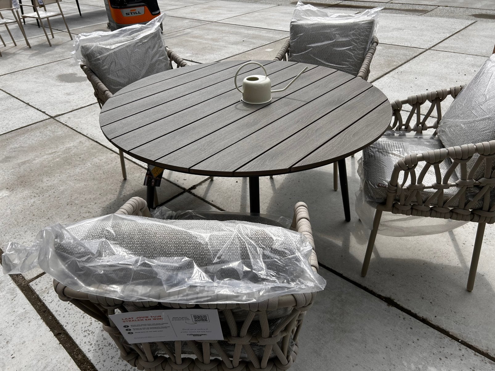 Nieuwe Lifestyle Ancona tuinset - tafel 125cm + Coco Oliva s, Tuin en Terras, Ophalen, ., Nieuw, .