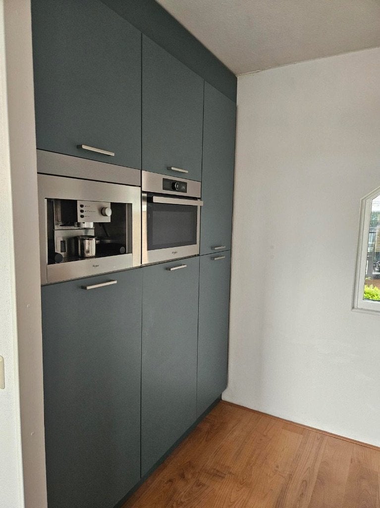 ✨ BLAUW MAT GRIJZE KEUKEN MET EILAND  ✨, Graniet of Steen, Dubbelwandige keuken, Ophalen of Verzenden, Zo goed als nieuw