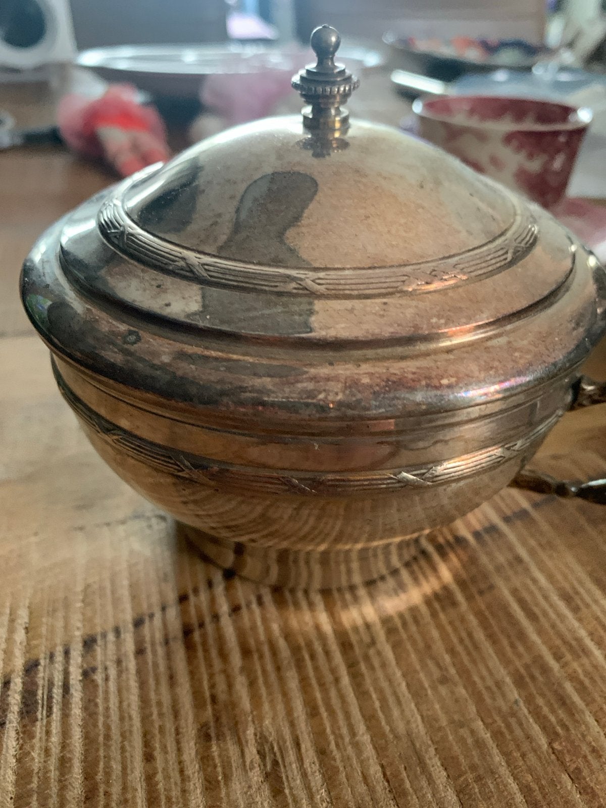 Verzilverde suikerpot met deksel en handvatten, Ophalen of Verzenden