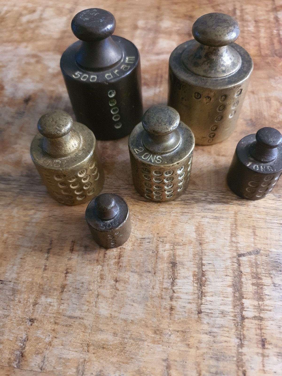 Koperen gewichten vintage, Ophalen of Verzenden, Gebruikt