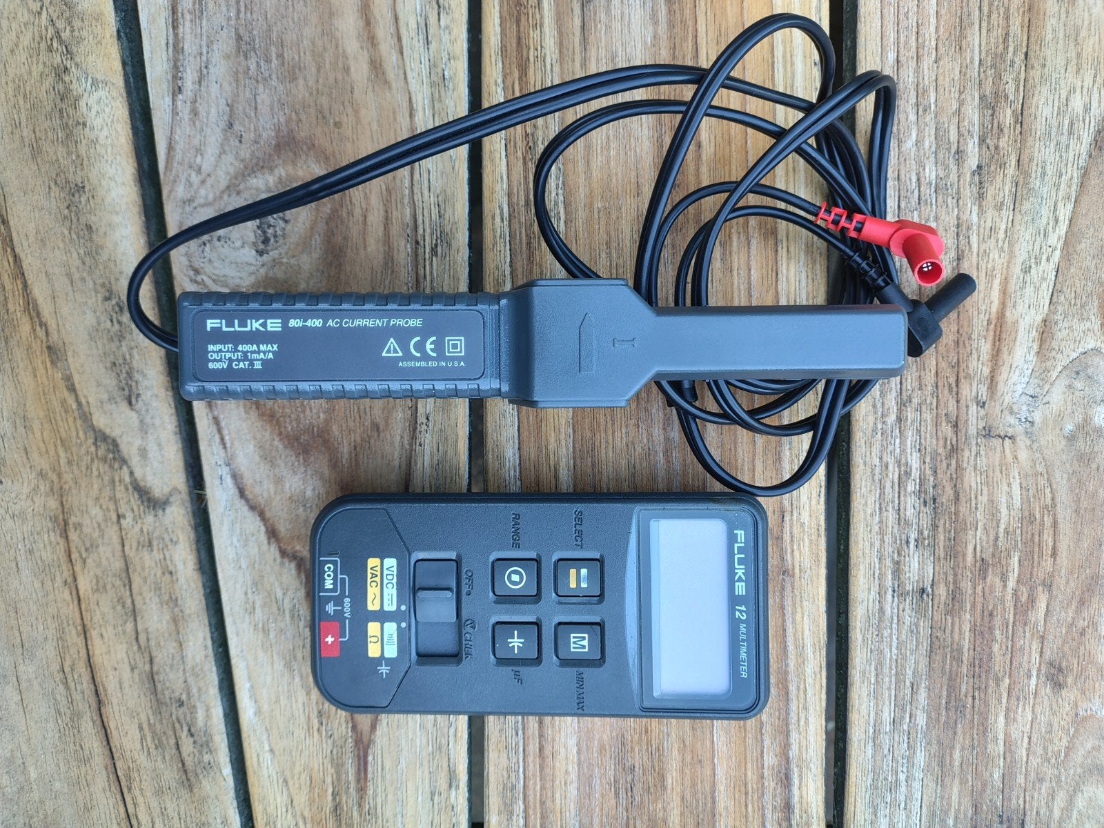 Fluke 12 multimeter en 80i-400 stroomtang, Ophalen of Verzenden, Gebruikt, Multimeter