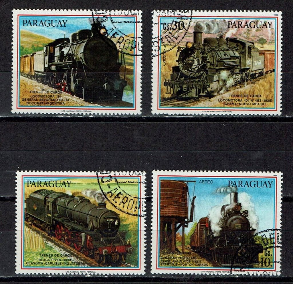 postzegels treinen Paraguay locomotieven uit Michel 3995KB, Postzegels en Munten, Postzegels | Thematische zegels, Ophalen of Verzenden