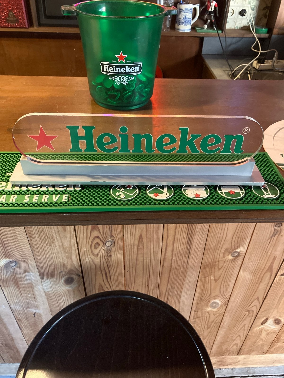 Heineken Reclamebord - Vintage Bar Decoratie, Verzamelen, Ophalen, Gebruikt, Reclamebord