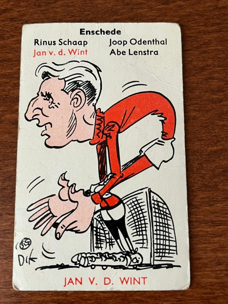 Jan.v.d.Wint karikatuur Dik Bruynesteyn Monty voetbalplaatje, Verzamelen, Sportartikelen en Voetbal, Ophalen of Verzenden, Gebruikt
