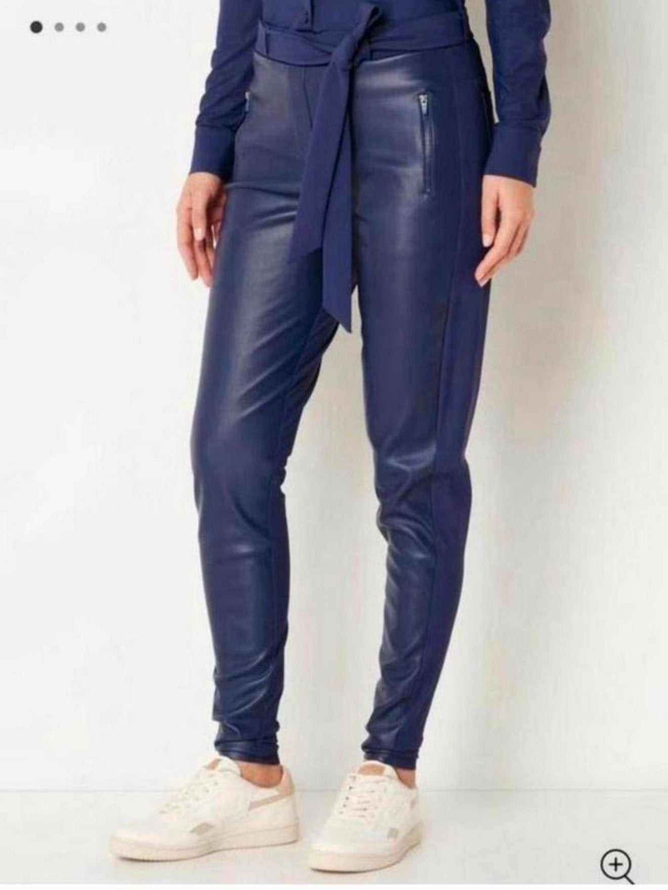 Studio Anneloes broek paars met leer Margot maat L, Paars, Nieuw, Lang, Ophalen