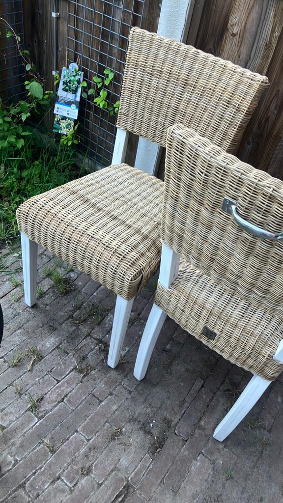 Riviera maison eetkamerstoel, Huis en Inrichting, Stoelen, Zo goed als nieuw, Twee, Hout, Riet of Rotan, Bruin, Ophalen