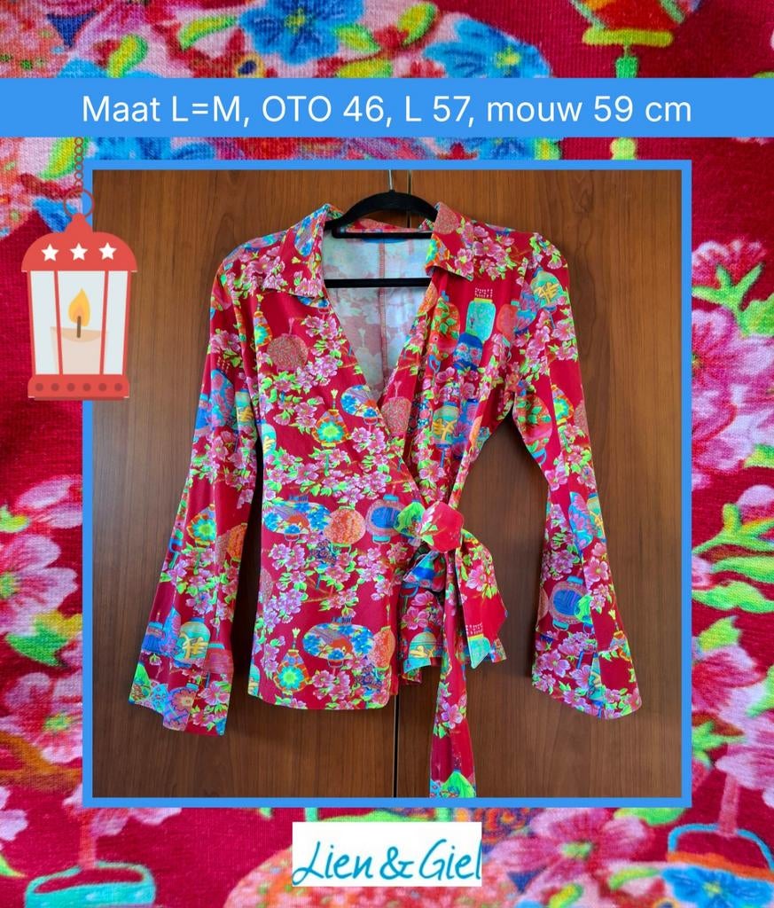 Lien & Giel wrap blouse Lanterns Red, L zgan, Verzenden