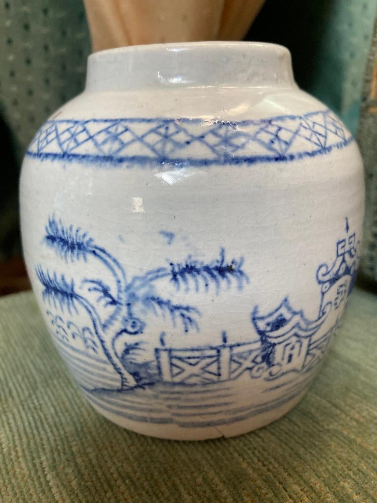 4 Oude Gemberpot Blauw Wit Prijs Stuk!, Verzenden