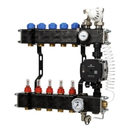 VTE kunstof 5 groeps verdeler met UPM3 pomp, Doe-het-zelf en Verbouw, Verwarming en Radiatoren, 30 tot 80 cm, Overige typen, Minder dan 60 cm