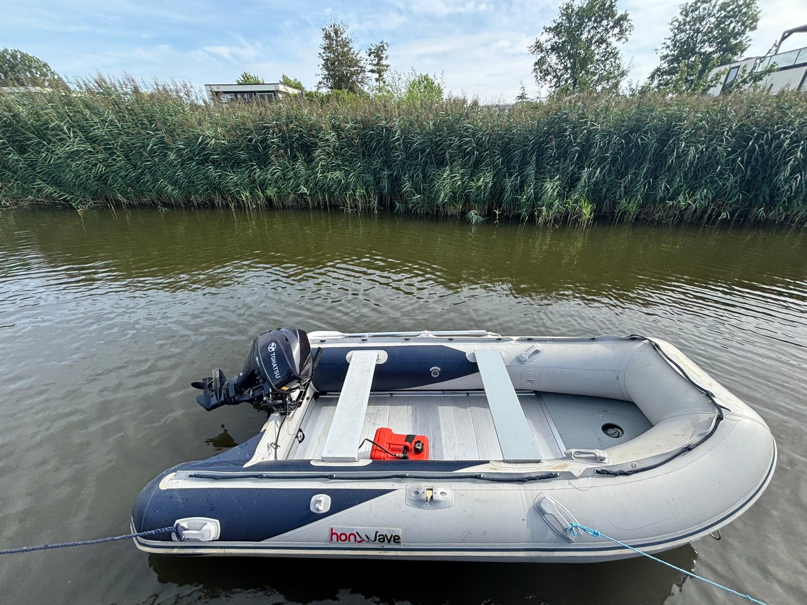 Honwave T35-AE2 3,53m + Tohatsu 9,9 PK EFI aluminium bodem, Watersport en Boten, Aluminium, 10 pk, Zo goed als nieuw, 3 m
