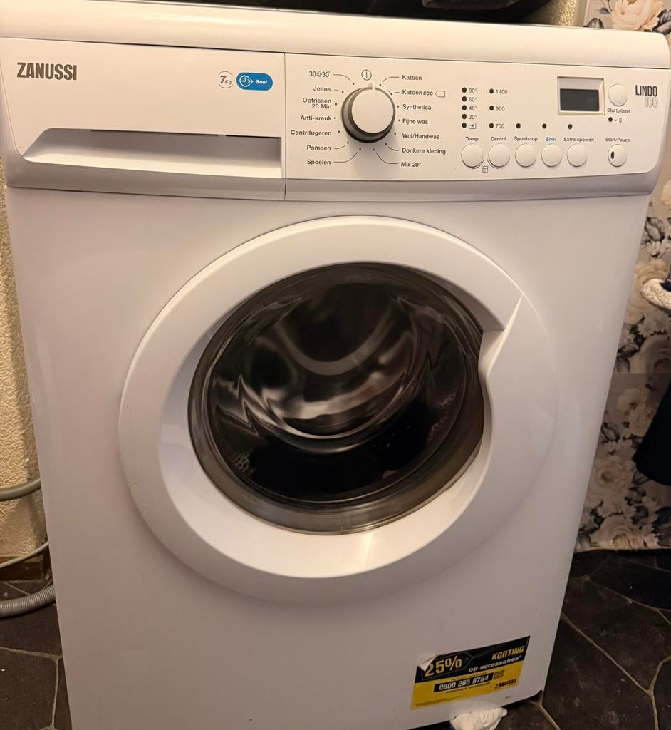 Zanussi LINDO 100 wasmachine 7kg, Gebruikt, Ophalen of Verzenden, 85 tot 90 cm, 1200 tot 1600 toeren