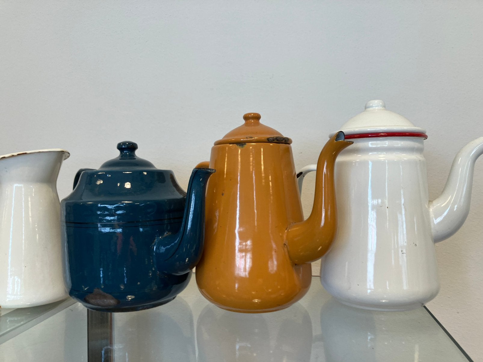4 oude emaille potten, Antiek en Kunst, Ophalen