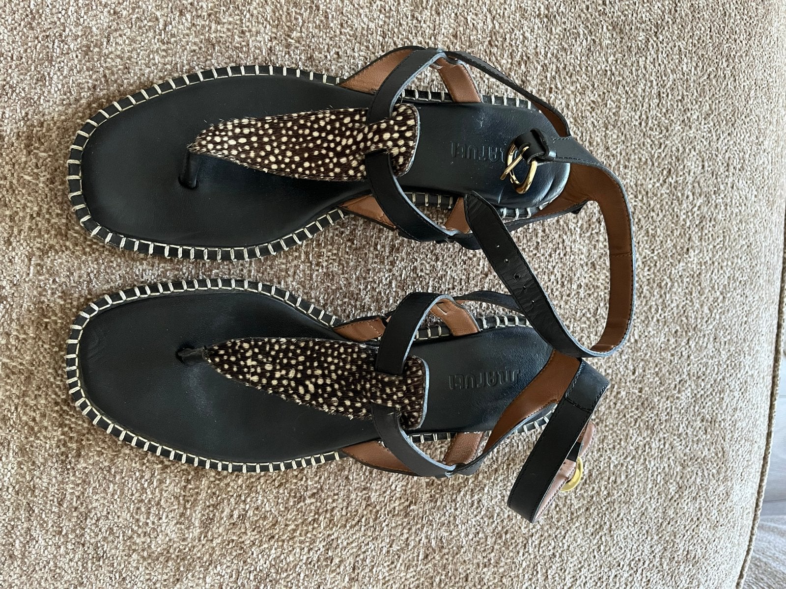 Maruti sandalen met panterprint, maat 40, Ophalen of Verzenden, Zo goed als nieuw, Zwart, Sandalen of Muiltjes