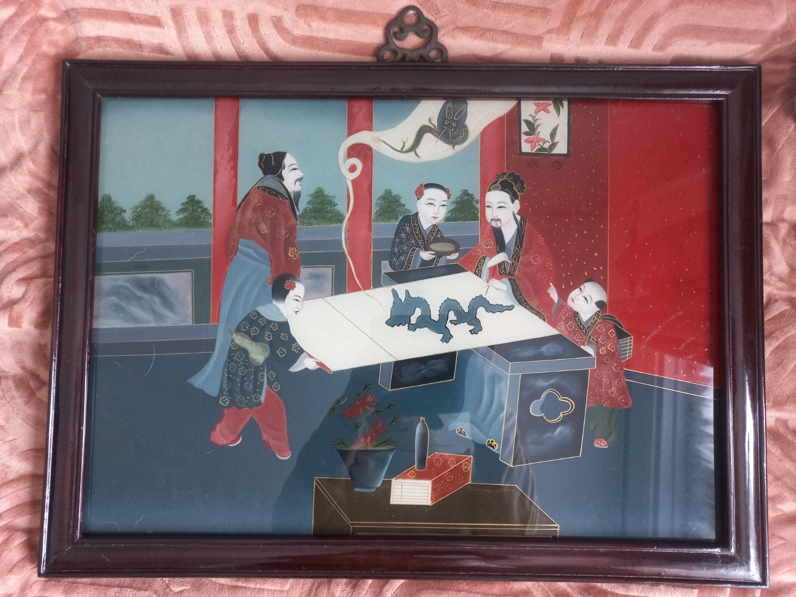 2 koppige draken schilderij., Ophalen, 40 cm, Schilderij, China