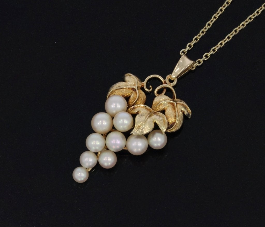 Parel druiventros 14k gouden luxe design hanger ketting dame, Met edelsteen, Voordeelsieraden, Ophalen of Verzenden, Zo goed als nieuw