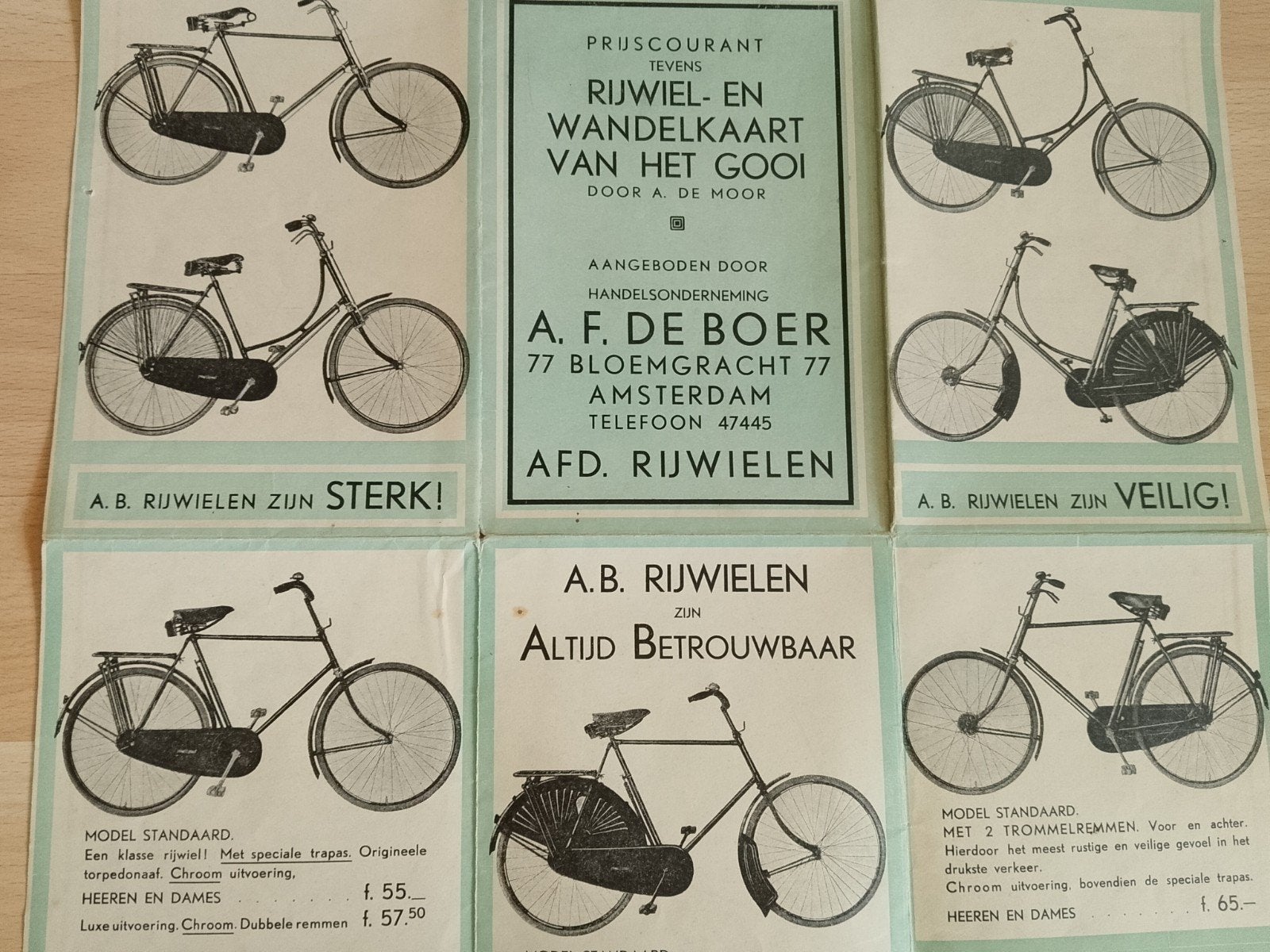 1935 Fiets en RIJWIEL en wandelkaart + catalogus Vintage, Ophalen of Verzenden, Gelezen, Catalogus