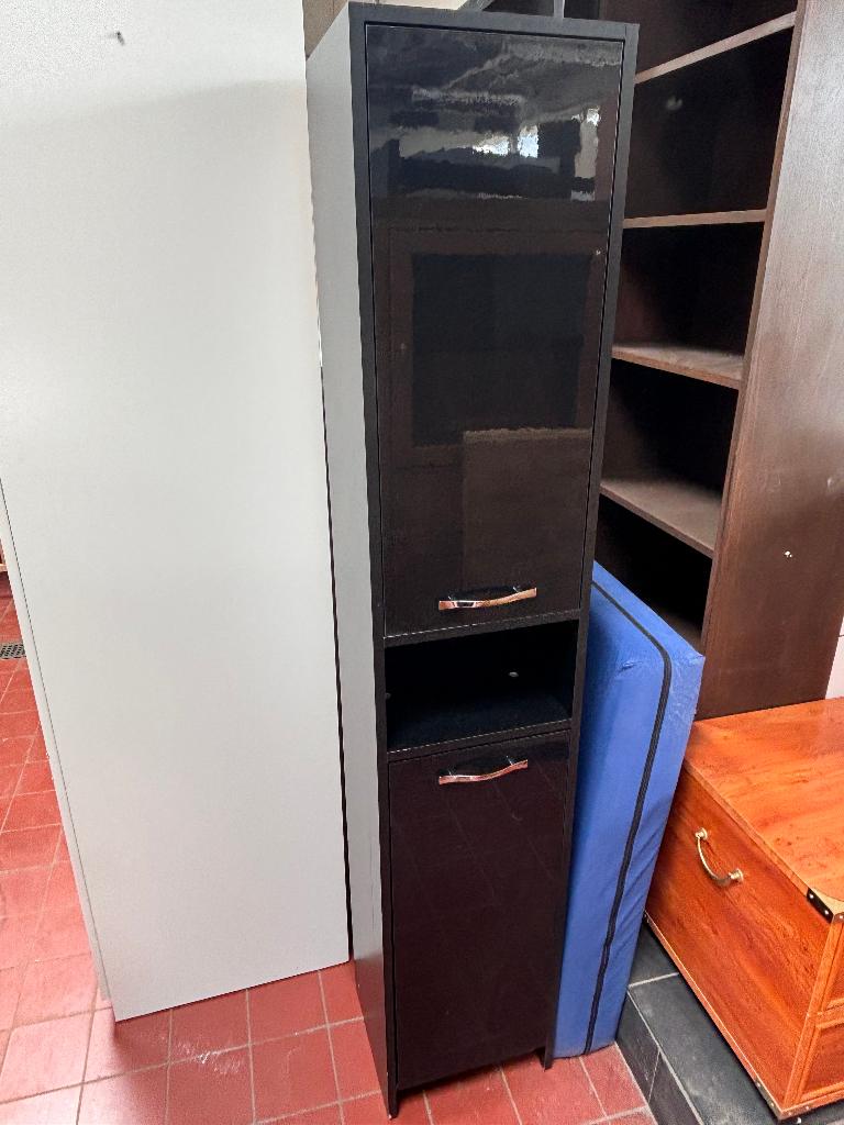 Kolomkast Hoogglans Zwart Smal Kastje, Ophalen, Gebruikt