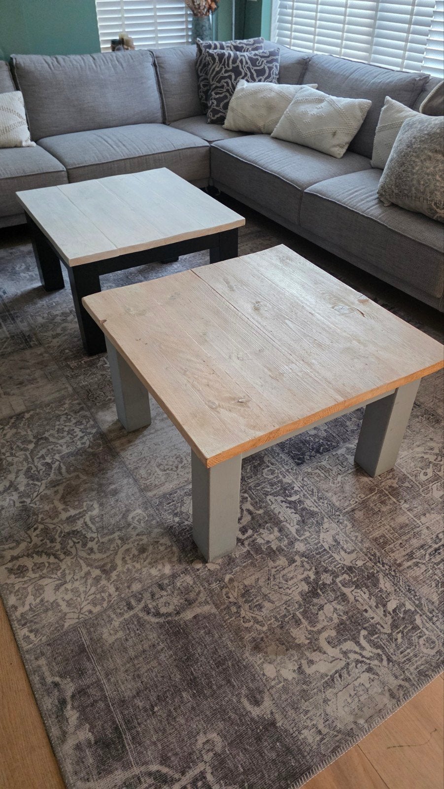 2 vierkante salontafels, Huis en Inrichting, Tafels | Salontafels, Ophalen, Gebruikt, Vierkant, 50 tot 100 cm