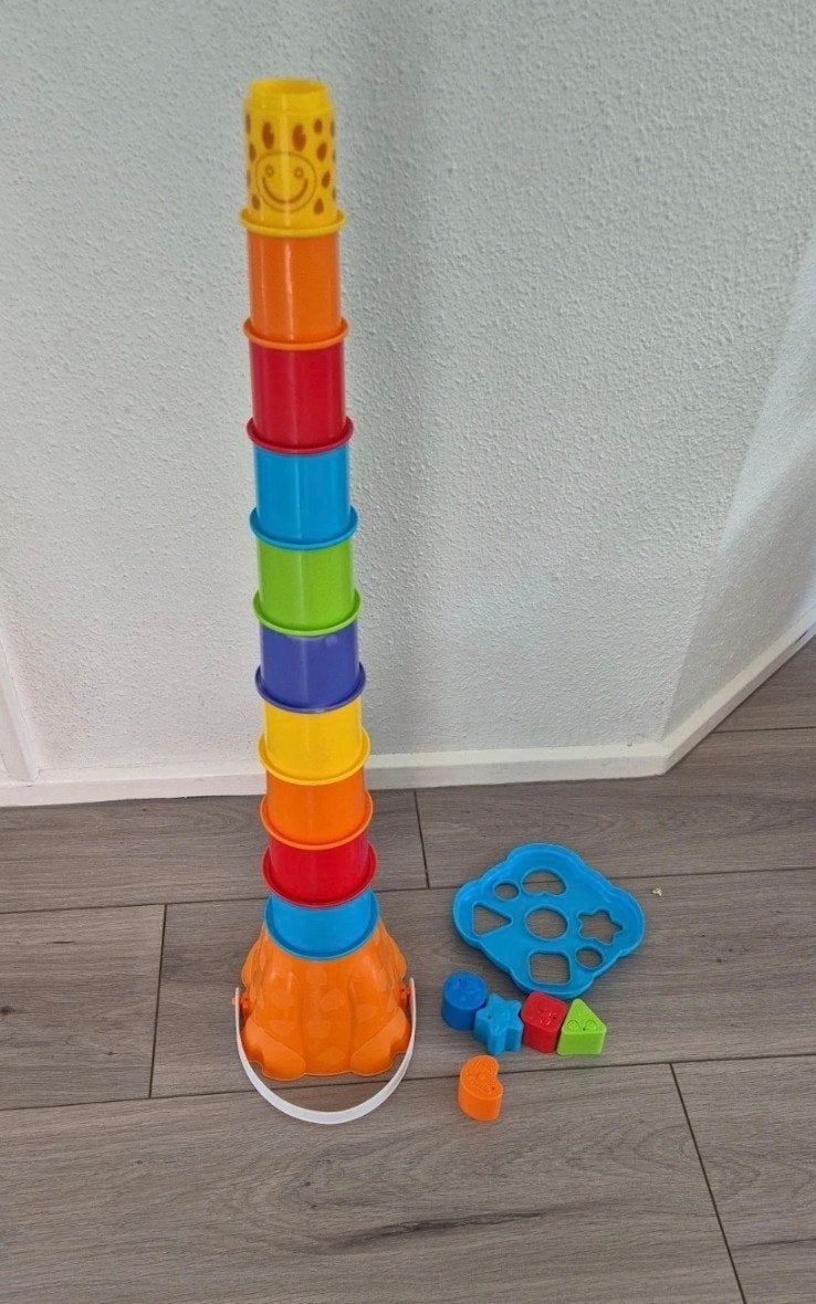 Blokkentoren emmer met figuurtjes, Ophalen of Verzenden