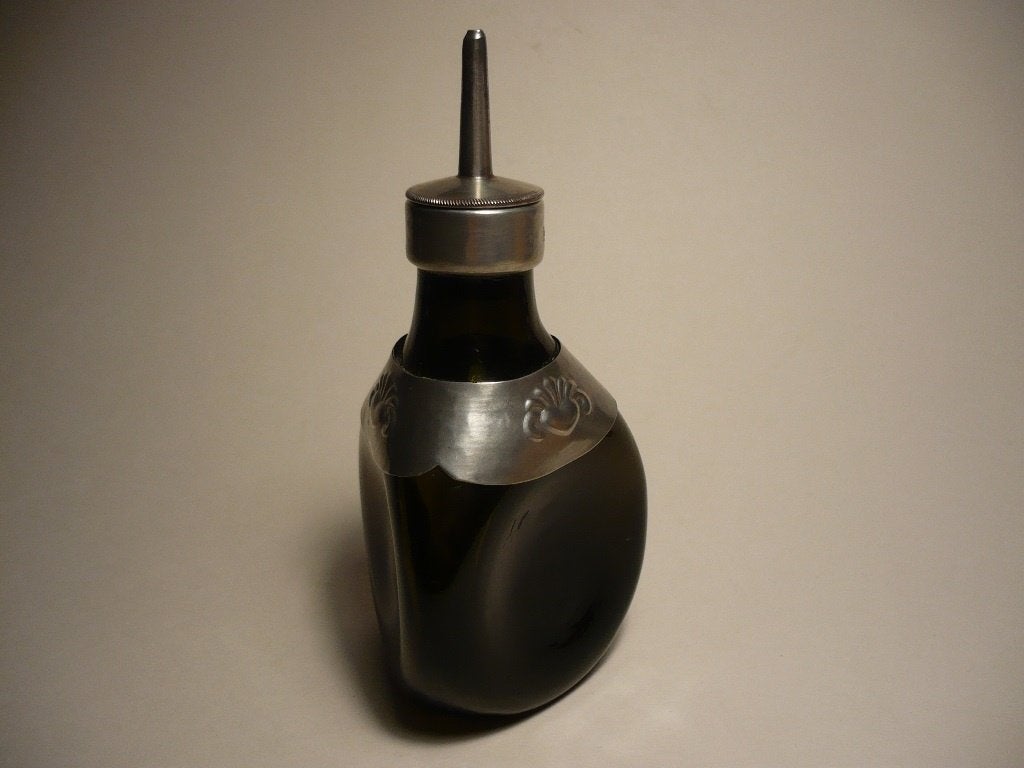 Gero flesje met beslag en een bijzonder dopje., Antiek en Kunst, Ophalen of Verzenden
