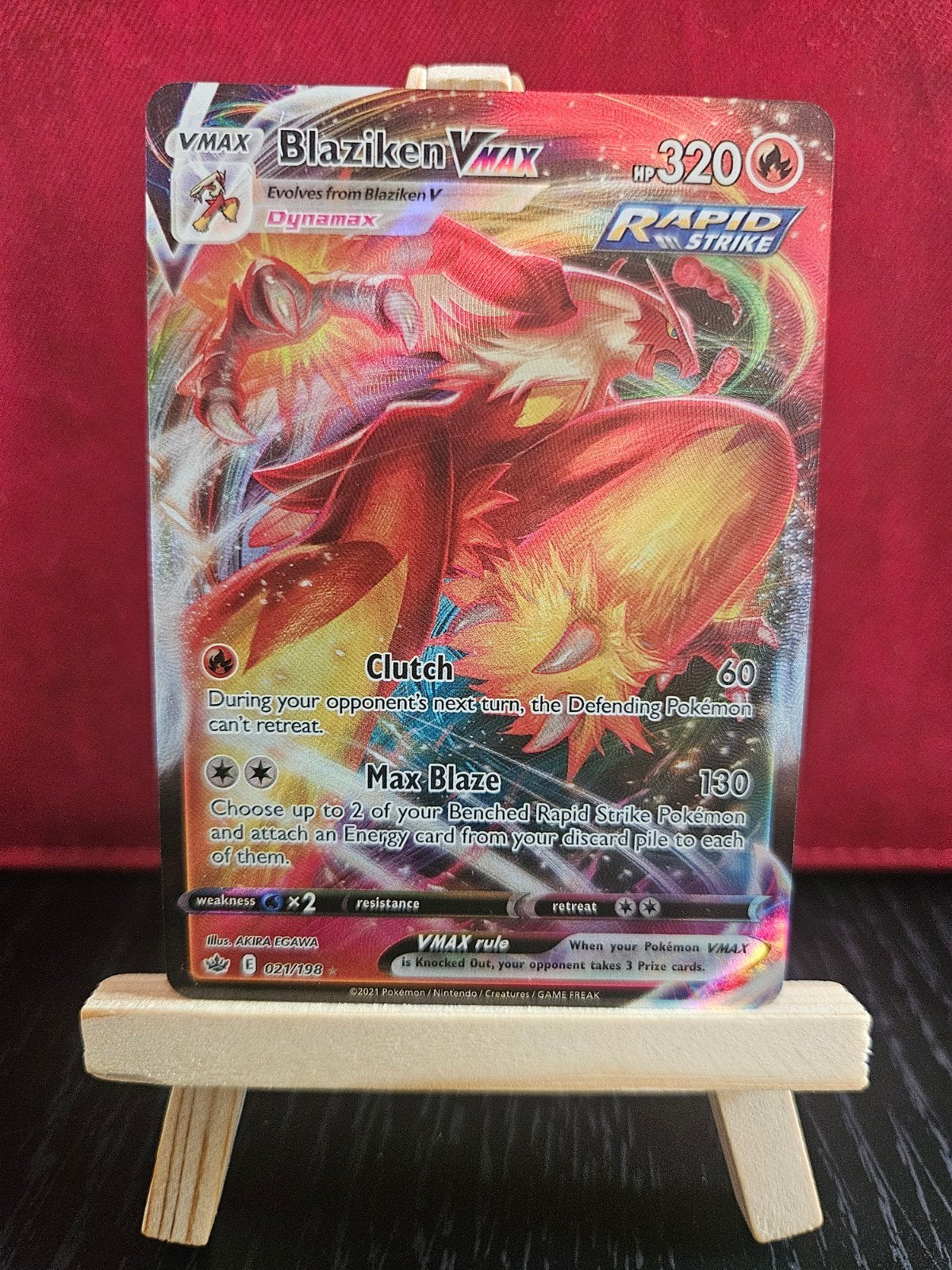 Blaziken VMAX #021, Hobby en Vrije tijd, Ophalen of Verzenden, Zo goed als nieuw, Losse kaart