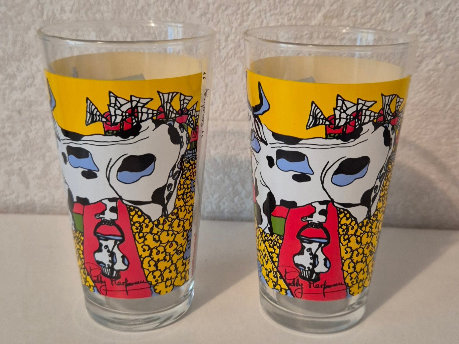 2 Melkunie glazen / Patty Harpenau, Ophalen of Verzenden, Zo goed als nieuw, Glas