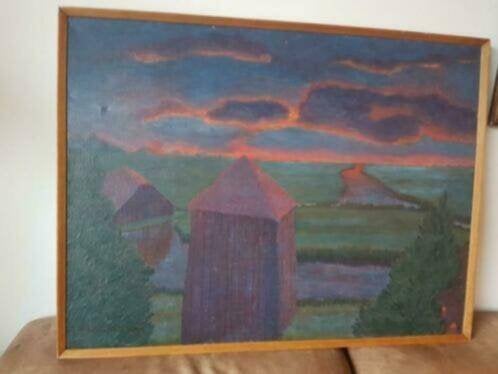 Acrylverf uitzicht westzijderveld zaandam Walter van Nus., Antiek en Kunst, Kunst | Schilderijen | Klassiek, Ophalen