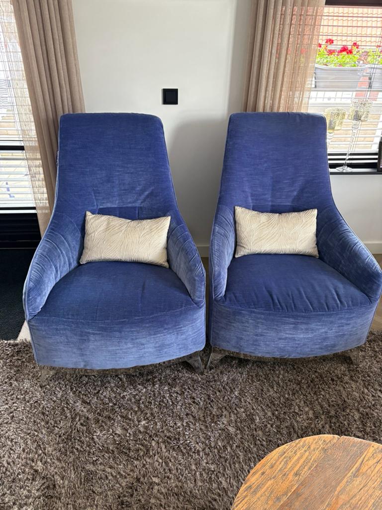 2 originele Chateau d'Ax stoelen - Blauw, Huis en Inrichting, Stoelen, Ophalen, Gebruikt, Twee, Blauw