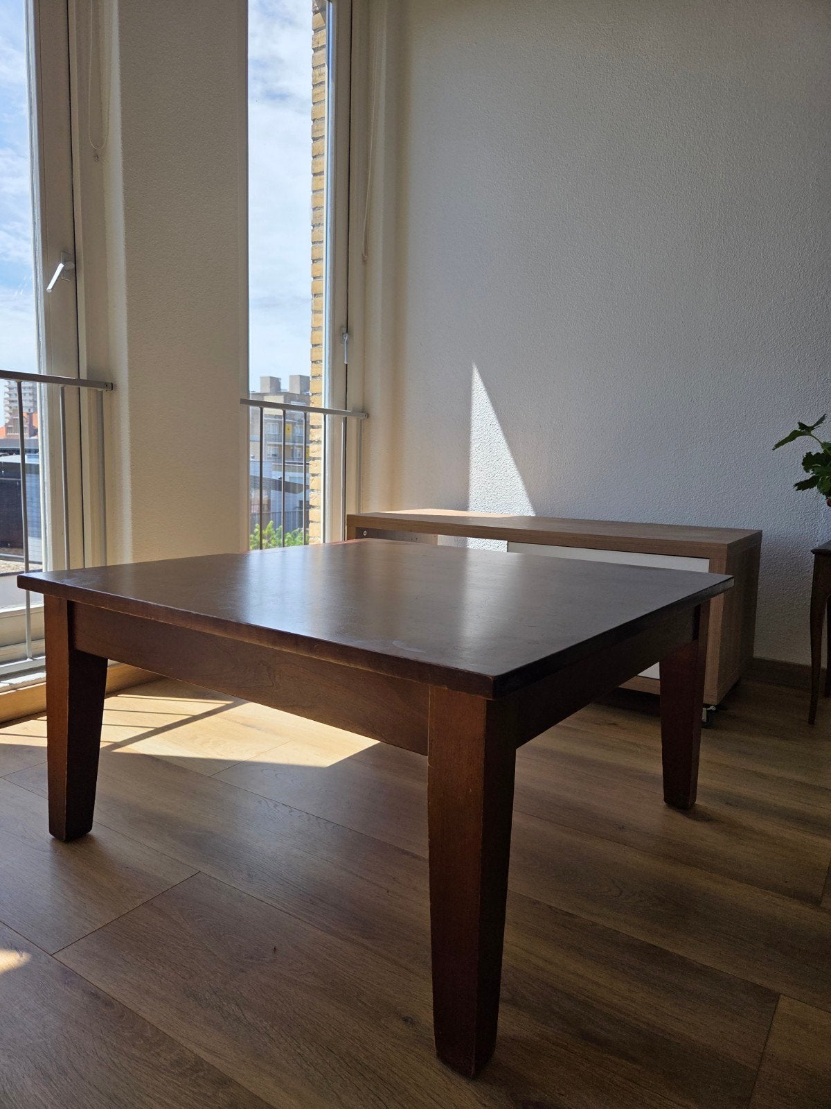 Antieke vierkante salontafel van hout, Ophalen, Gebruikt, 50 tot 100 cm, Vierkant